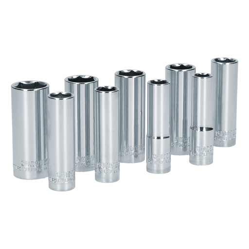 [S12M] Juego de dados largos cuadro de 3/8", 6 puntas, métricos, 9 piezas Surtek