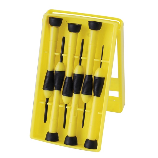 [DJY01] Juego de destornilladores de precisión para joyero combinados, 6 piezas en caja plástica Surtek