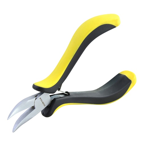 [953] Mini pinza para electrónica con mango bimaterial de 4-3/4" punta curva Surtek