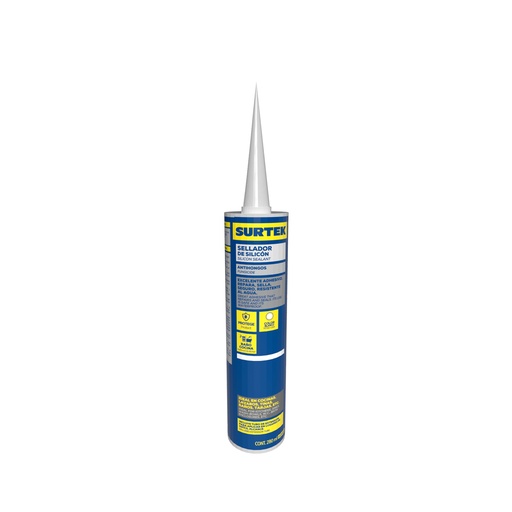 [113452] Silicón para baño y cocina color blanco, 280 ml Surtek