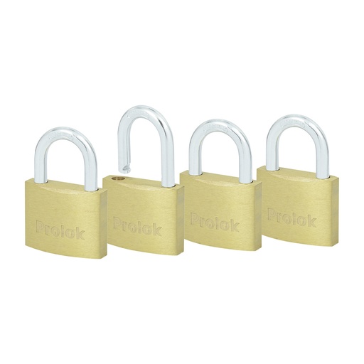 [12CAP] Juego de candados de latón cortos 40 mm, llave estándar, 4 piezas Prolok