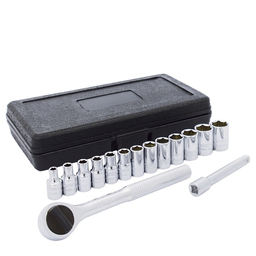 [F4400] Juego de dados y accesorios cuadro de 1/4" combinado, 15 piezas Surtek