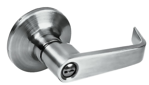 [23MA] Manija tubular plana función baño, níquel satinado, llave estándar, blíster Lock