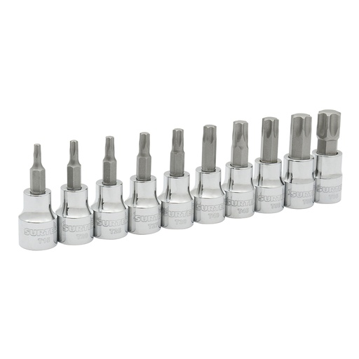 [F5100T] Juego de dados con punta torx cuadro de 3/8", 10 piezas Surtek