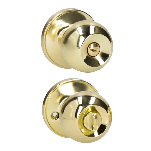 [17PO] Pomo tubular bola función baño, latón brillante, blíster Lock