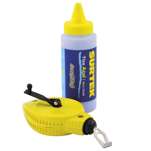 [130561] Juego de tiralíneas metálico 30 m, con tiza, 2 piezas Surtek