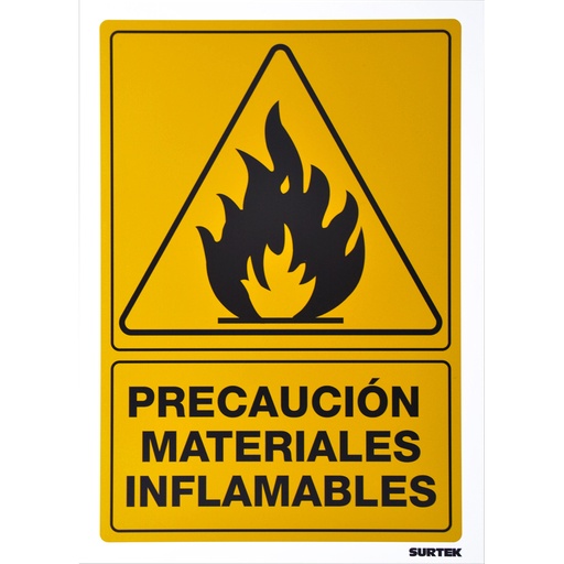 [SES28] Señal "Precaución materiales inflamables" Surtek