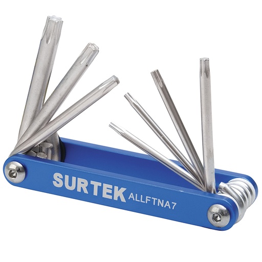 [ALLFTNA7] Juego de llaves torx tipo navaja estuche metálico, 7 piezas en blíster Surtek