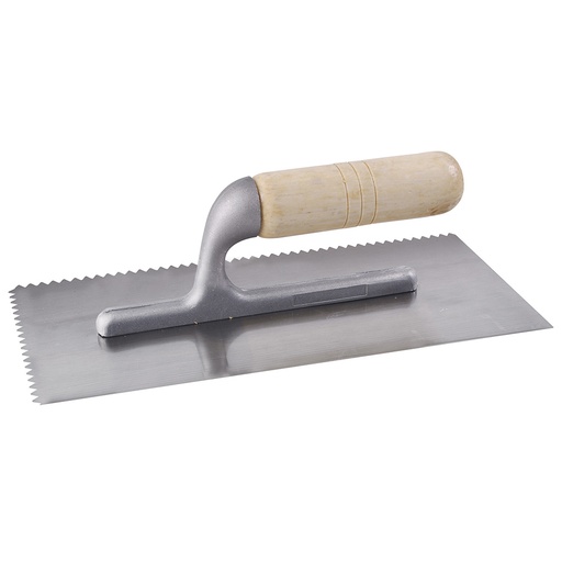 [123184] Llana dentada triangular de acero al alto carbón con mango de madera 6 remaches,  11" x 5" Surtek
