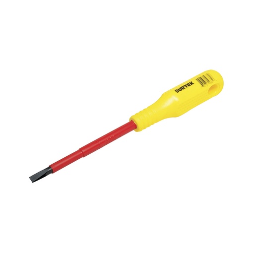 [D416V] Destornillador con mango amarillo dieléctrico, punta cabinet 1000 V de 1/4" x 6" Surtek