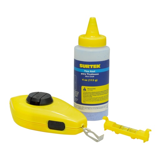 [130562] Juego de tiralíneas plástico 15 m, con tiza, 3 piezas Surtek