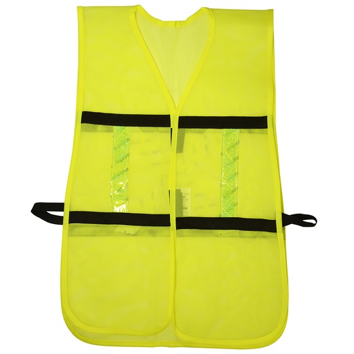 [137495] Chaleco de seguridad de malla de poliéster con ajuste de doble gancho amarillo unitalla Surtek
