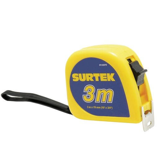 [B122070] Flexómetro con carcasa de plástico invencible 3 m x 3/4" Surtek