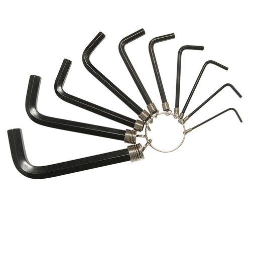 [141721] Juego de llaves hexagonales tipo "L", en pulgadas, 10 piezas en argolla Foy