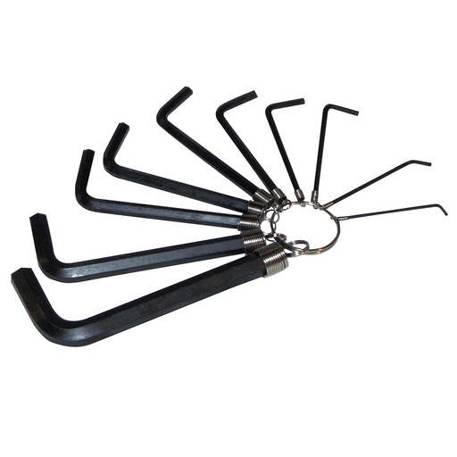 [141720] Juego de llaves hexagonales tipo "L", métricas, 10 piezas en argolla Foy