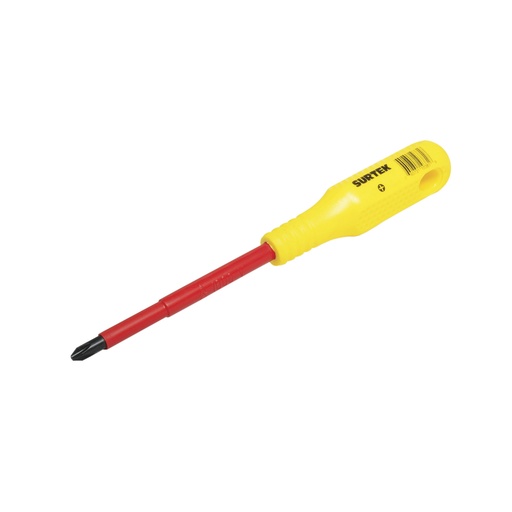 [D401V] Destornillador con mango amarillo dieléctrico, punta phillips 1000 V #1 x 3" Surtek