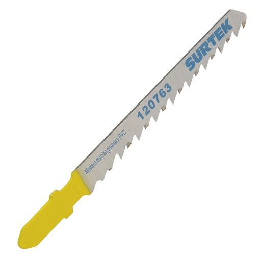 [120763] Segueta para sierra caladora zanco tipo T para corte recto, acabado grueso, 100 mm, 6dpp Surtek