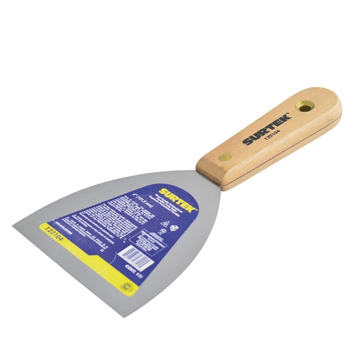 [123104] Espátula flexible de acero de alto carbón con mango de madera 4" Surtek