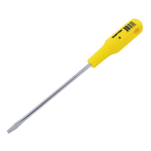 [D402] Destornillador con mango amarillo, punta plana barra redonda 3/16" x 6" Surtek