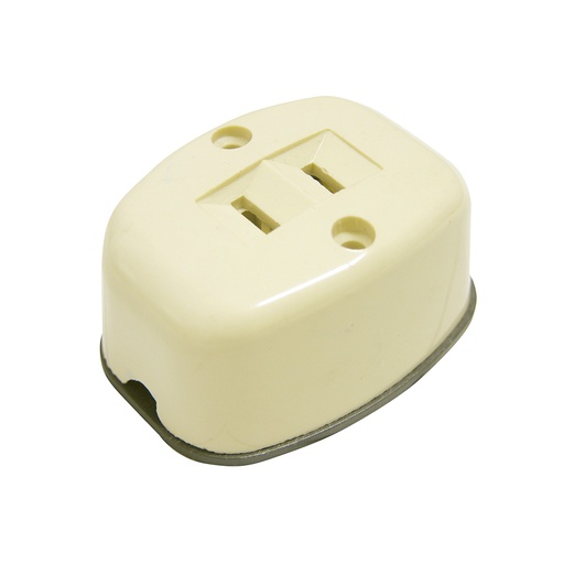 [136411] Contacto sencillo visible polarizado ovalado, línea de sobreponer, color marfil Surtek