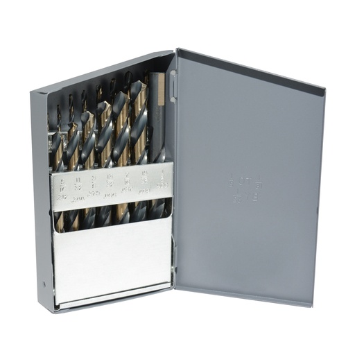 [H5115] Juego de brocas premium de acero de alta velocidad zanco 3 planos, 15 piezas Urrea