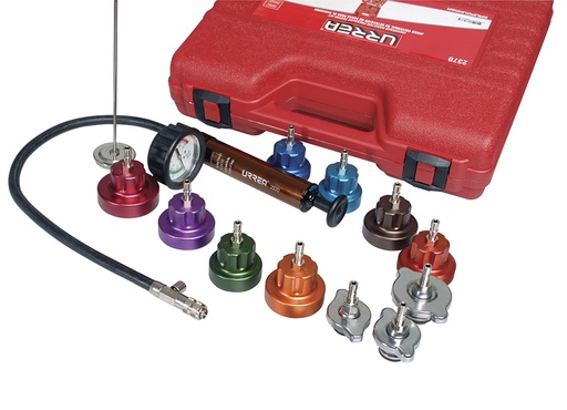 [2370] Juego para detección de fugas en radiador, 14 piezas Urrea