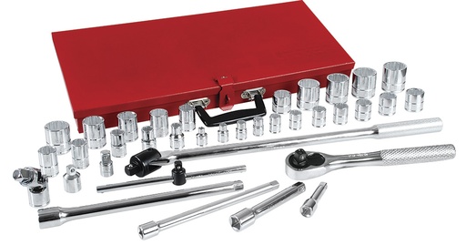[5452] Juego de dados y accesorios cuadro de 3/8" y 1/2" en pulgadas, 37 piezas Urrea