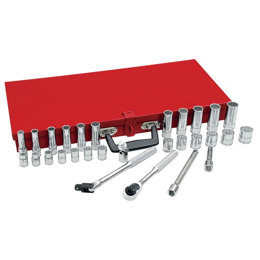 [52222] Juego de dados y accesorios cuadro de 3/8" métrico, 30 piezas Urrea