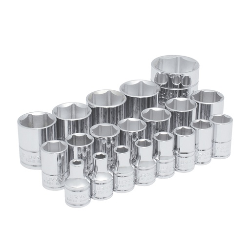 [54109] Juego de dados cuadro de 1/2", 6 puntas, en pulgadas, 20 piezas Urrea