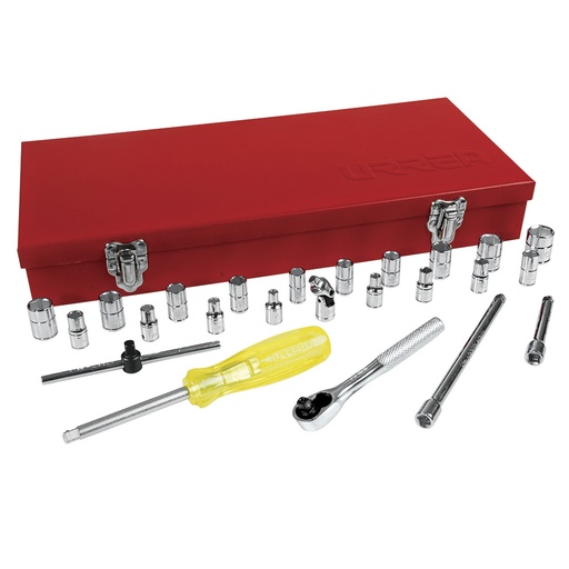 [4700CM] Juego de dados y accesorios cuadro de 1/4" combinado, 25 piezas Urrea