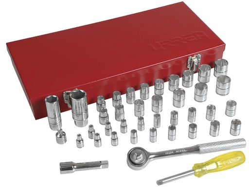 [4700D] Juego de dados y accesorios cuadro de 1/4" y 3/8" combinado, 41 piezas Urrea