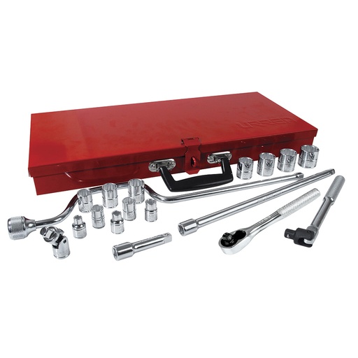 [5200AC] Juego de dados y accesorios cuadro de 3/8" en pulgadas, 19 piezas Urrea