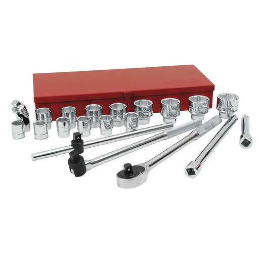 [55102H] Juego de dados y accesorios cuadro de 3/4" en pulgadas, 21 piezas Urrea