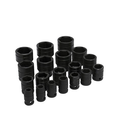 [74106] Juego de dados de impacto cuadro de 1/2", 6 puntas, en pulgadas, 19 piezas Urrea