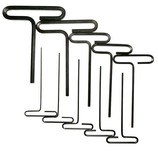 [4965] Juego de llaves hexagonales cortas tipo "T", en pulgadas, 10 piezas en blíster Urrea