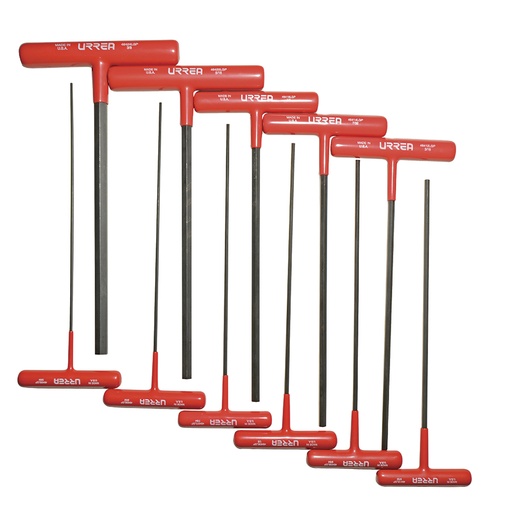 [4967LGP] Juego de llaves hexagonales tipo "T" ergonómicas, en pulgadas, 11 piezas en blíster Urrea