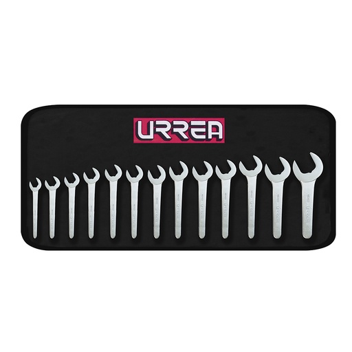 [U3500B] Juego de llaves de servicio satinadas en pulgadas, 13 piezas en estuche Urrea