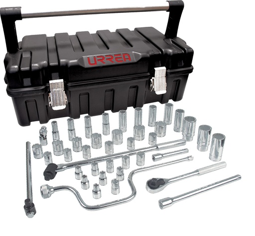 [54P42] Juego de dados y accesorios cuadro de 1/2" en pulgadas, 43 piezas Urrea