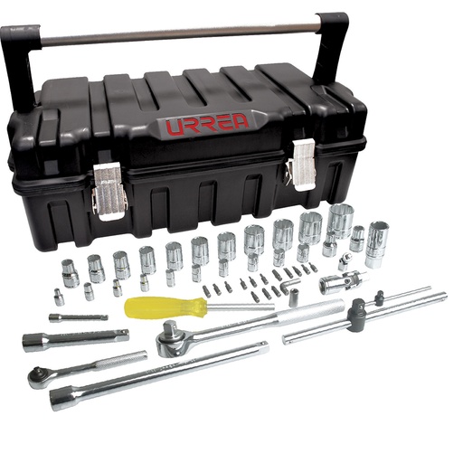 [4754P50] Juego de dados y accesorios cuadro de 1/4" y 1/2" en pulgadas, 51 piezas Urrea