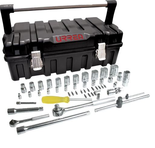 [4754P50M] Juego de dados y accesorios cuadro de 1/4" y 1/2" métrico, 51 piezas Urrea