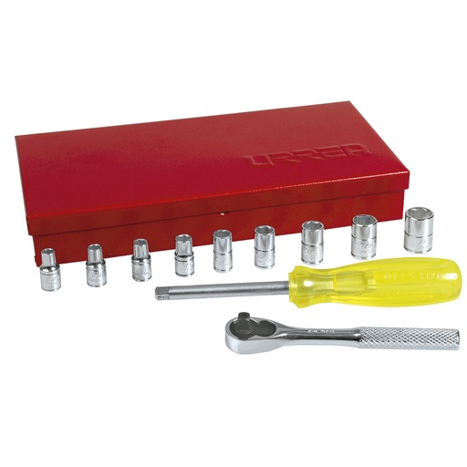 [4700C] Juego de dados y accesorios cuadro de 1/4" en pulgadas, 12 piezas Urrea