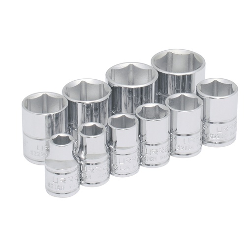 [52122] Juego de dados cuadro de 3/8", 6 puntas, en pulgadas, 10 piezas Urrea