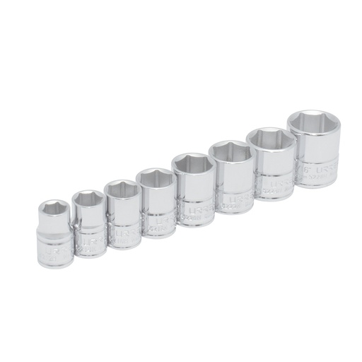 [S02HS] Juego de dados cuadro de 3/8", 6 puntas, en pulgadas, 8 piezas Urrea