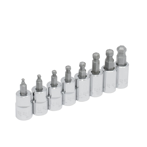 [4990BDM] Juego de dados con punta hexagonal tipo bola cuadro de 3/8", métricos, 8 piezas Urrea