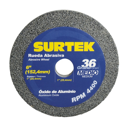[128006] Rueda abrasiva de óxido de aluminio grano 36, 6" x 1" Surtek