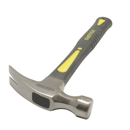 [416FR] Martillo de uña recta con mango de fibra de vidrio de 14", 16 oz Surtek