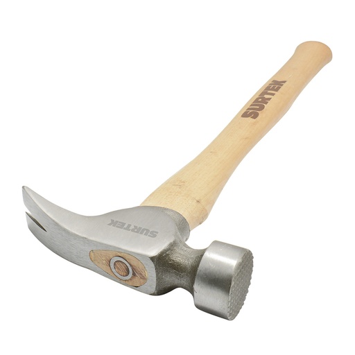 [425CF] Martillo de uña recta con cabeza frasada tipo california con mango de madera de 16", 25 oz Surtek
