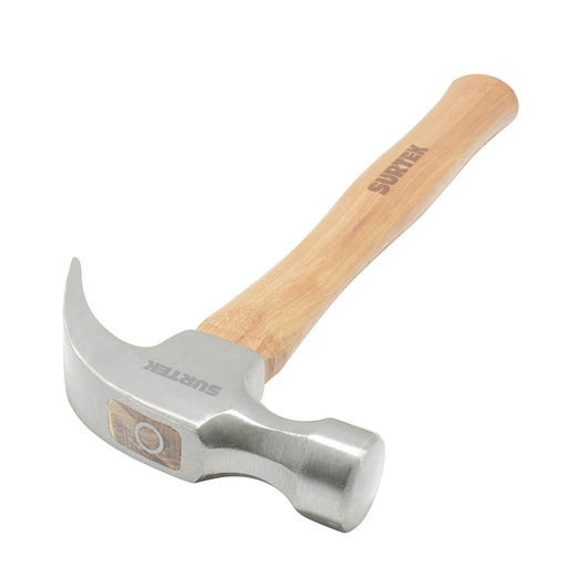 [408P] Martillo de uña curva pulido con mango de madera de 11", 8 oz Surtek