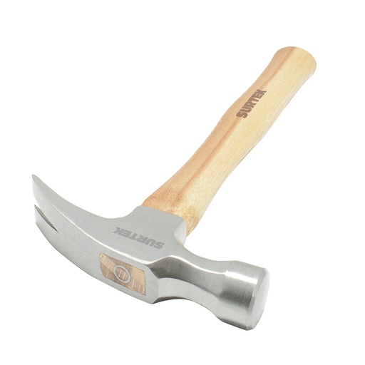 [416PR] Martillo de uña recta pulido con mango de madera de 14", 16 oz Surtek