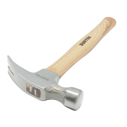 [420R] Martillo de uña recta con mango de madera de 14", 20 oz Surtek